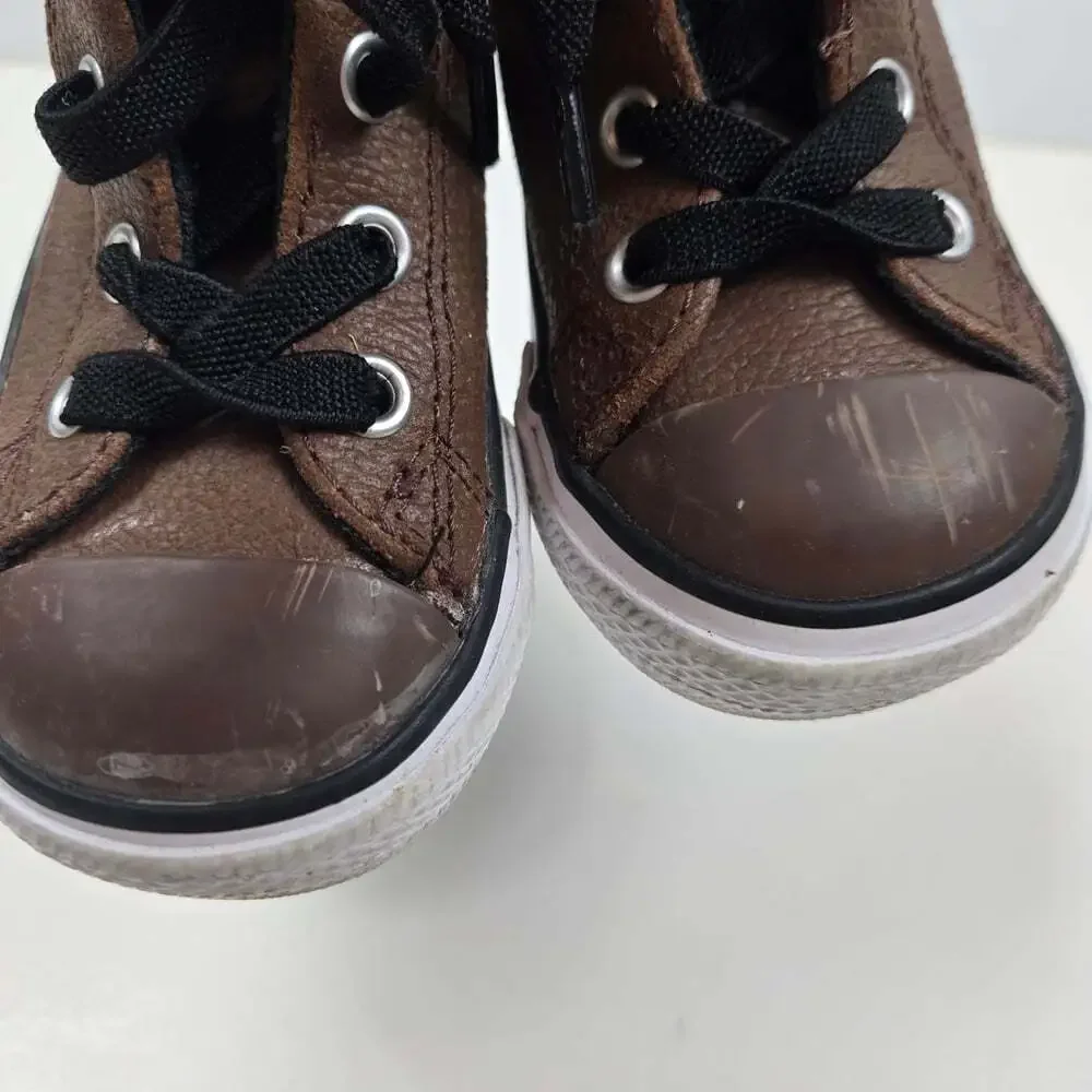 Converse All Star Brown Leather Sneakers Kids Little Boy Size 5C